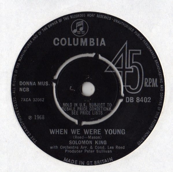Solomon King : When We Were Young (7", Single, 4-P)