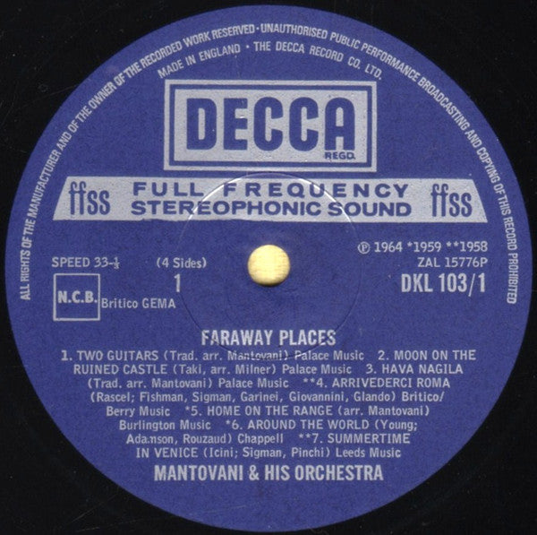 Mantovani And His Orchestra : Faraway Places (2xLP, Album)