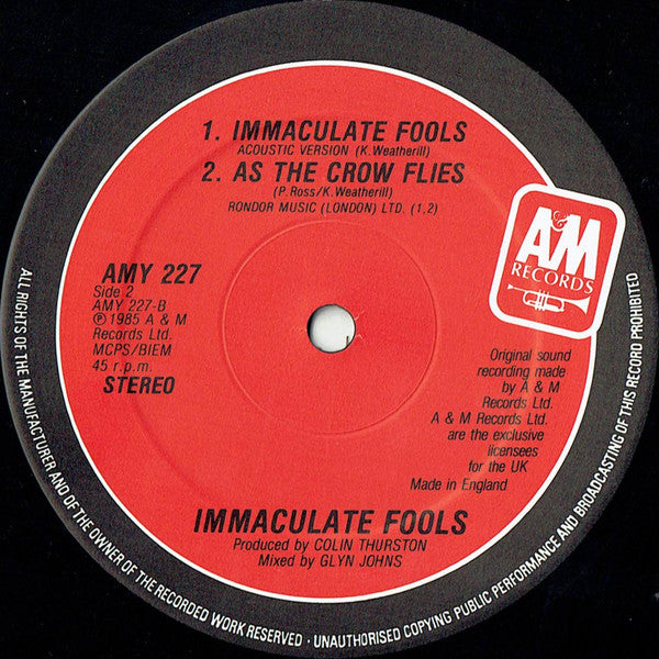Immaculate Fools : Immaculate Fools (12", Single)