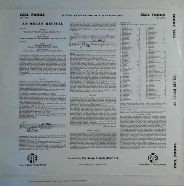 Ralph Downes : An Organ Recital (LP)