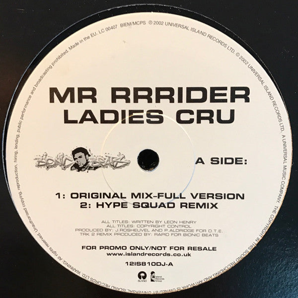 Mr Rrrider : Ladies Cru (12", Promo)