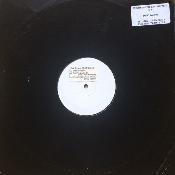 The Rinseout Brothers : The Rinseout Brothers EP (12", EP, Promo, W/Lbl, Sti)