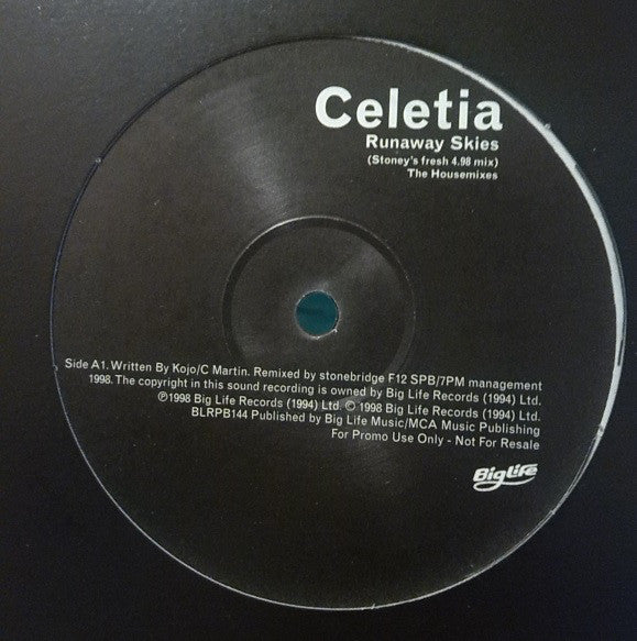 Celetia : Runaway Skies (The Housemixes) (12", Promo)