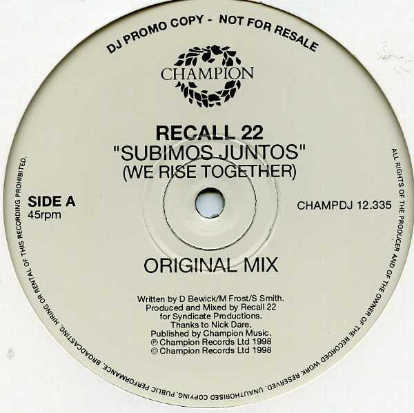 Recall 22 : Subimos Juntos (We Rise Together) (12", Promo)