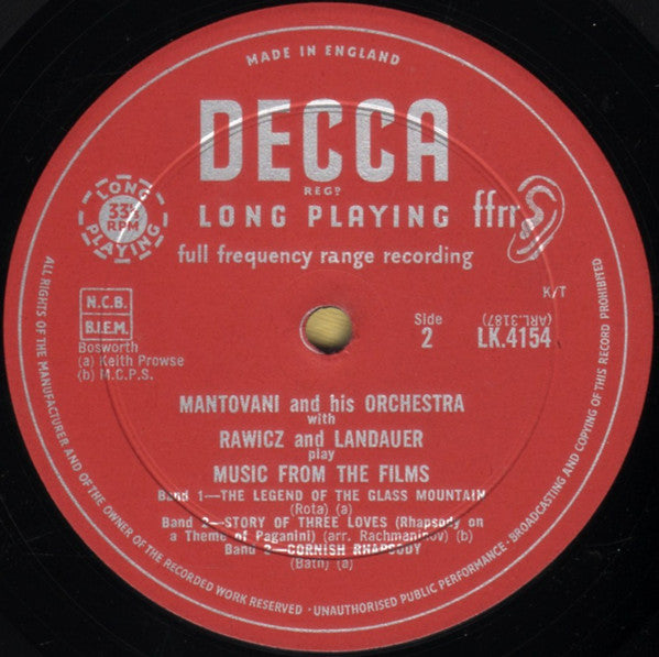 Mantovani, Rawicz & Landauer : Music From The Films (LP, Album, Mono)