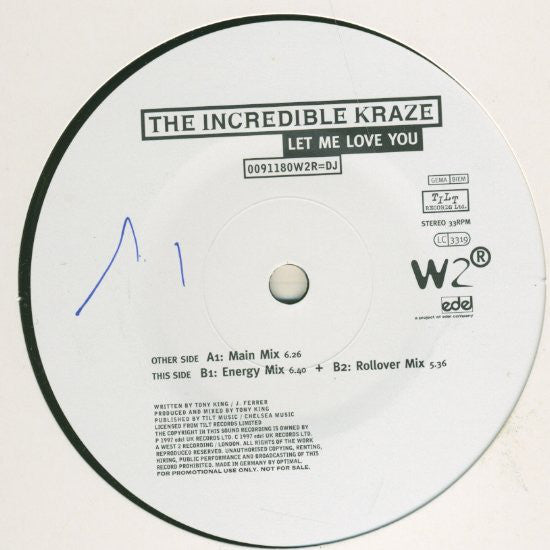 The Incredible Kraze : Let Me Love You (12", Promo)