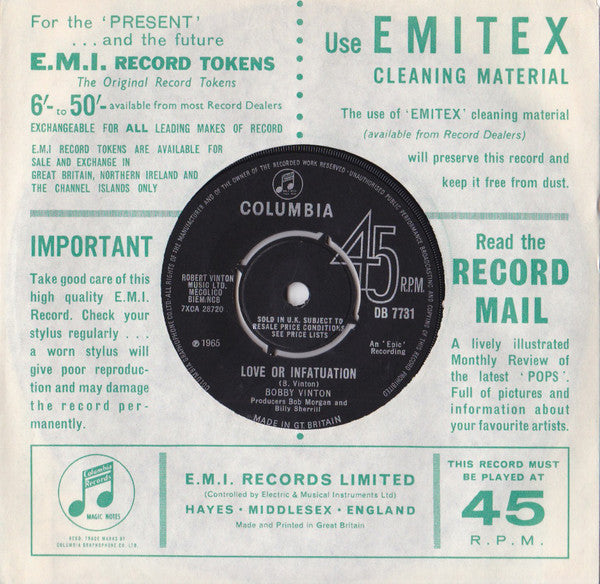 Bobby Vinton : What Color (Is A Man) (7", Single)