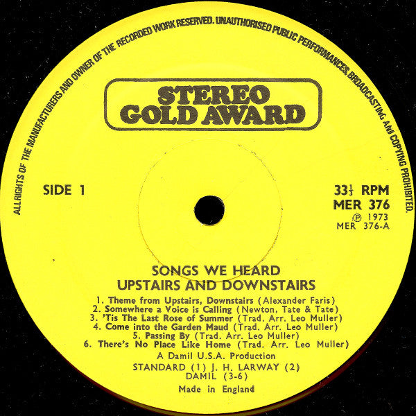 David Bowman (6) : Songs We Heard Upstairs And Downstairs (LP)