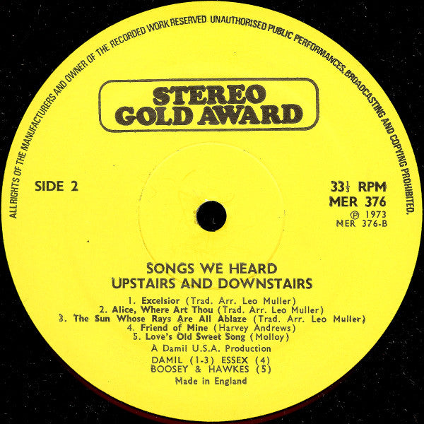 David Bowman (6) : Songs We Heard Upstairs And Downstairs (LP)