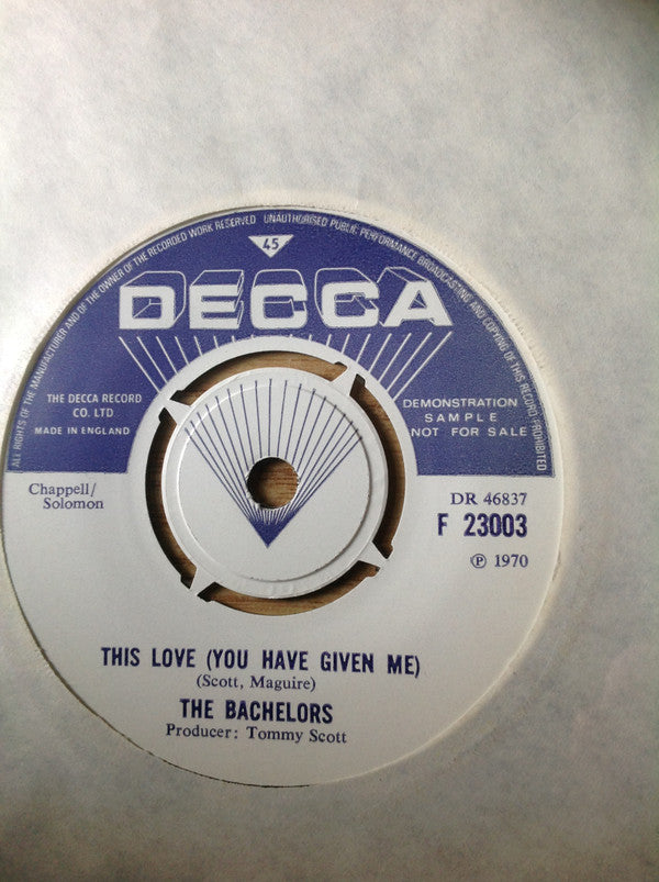 The Bachelors : (All Of A Sudden) My Heart Sings (7", Promo)
