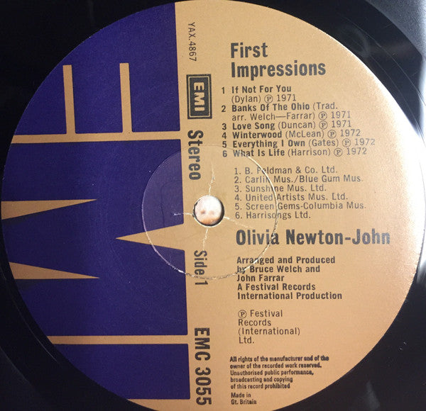 Olivia Newton-John : First Impressions (LP, Album, Comp, Pur)