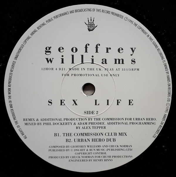 Geoffrey Williams : Sex Life (12", Promo)