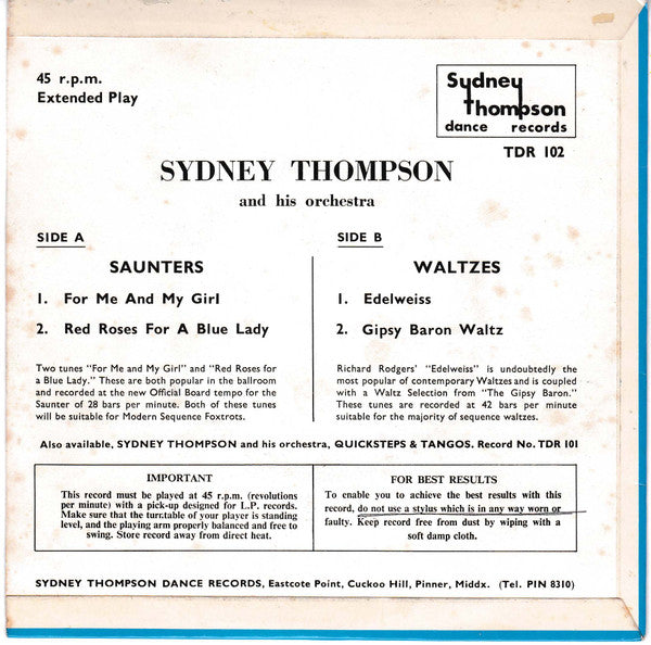 Sydney Thompson And His Orchestra : Saunters / Waltzes (7", EP)
