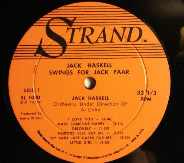 Jack Haskell, Jack Paar : Jack Haskell Swings For Jack Paar (LP, Album, Mono)