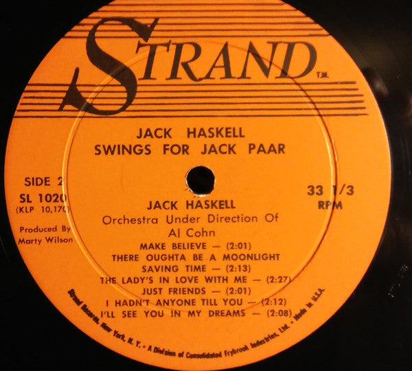 Jack Haskell, Jack Paar : Jack Haskell Swings For Jack Paar (LP, Album, Mono)