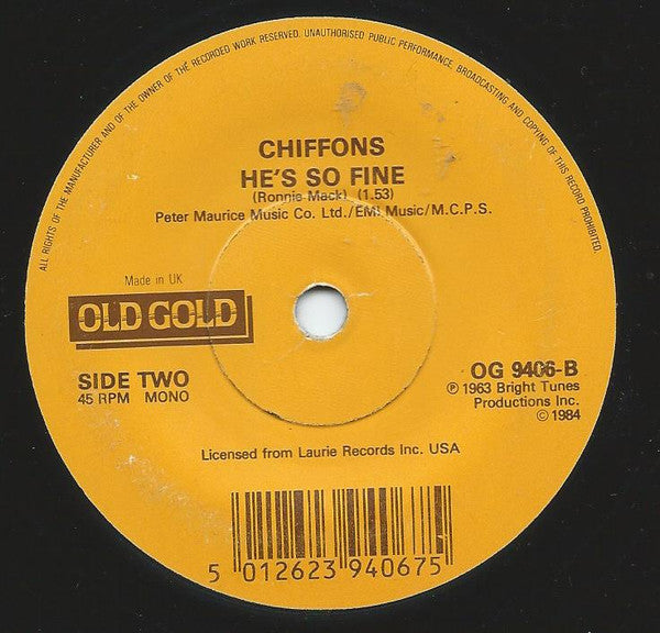 The Chiffons : Sweet Talking Guy / He's So Fine (7", RE)