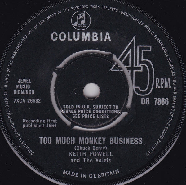 Keith Powell And The Valets : I Should Know Better (7", Single, Mono)