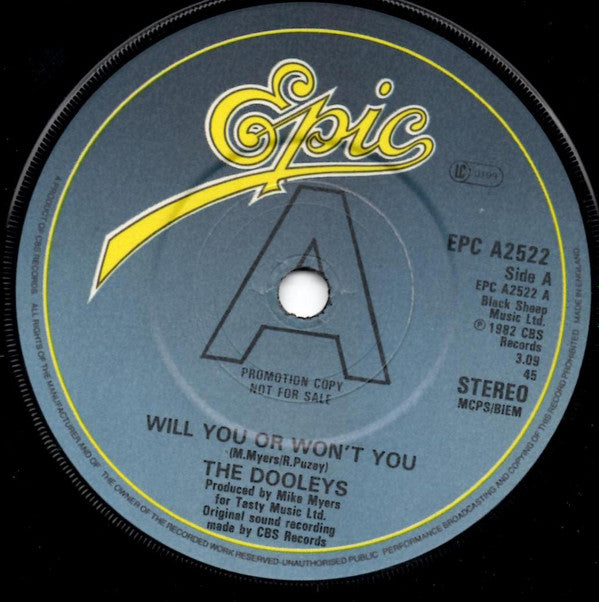 The Dooleys : Will You Or Won't You / Danger Signs (7", Single, Promo)