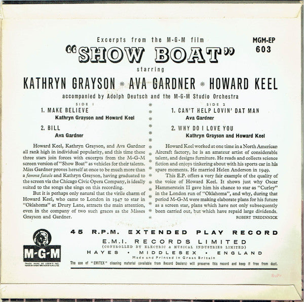 Howard Keel ∙ Kathryn Grayson, Ava Gardner : Show Boat (7", EP, Mono, Pin)