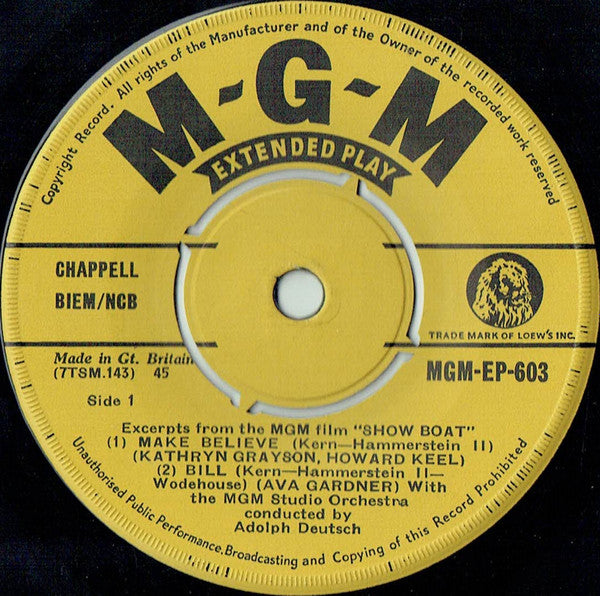 Howard Keel ∙ Kathryn Grayson, Ava Gardner : Show Boat (7", EP, Mono, Pin)