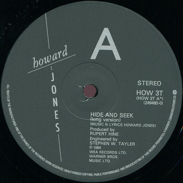 Howard Jones : Hide & Seek (12", Single, EMI)