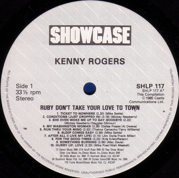Kenny Rogers : Ruby Don't Take Your Love To Town (LP, Comp)