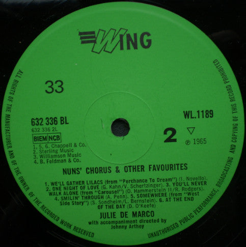 Julie De Marco : Nun's Chorus & Other Favourites (LP, Album)