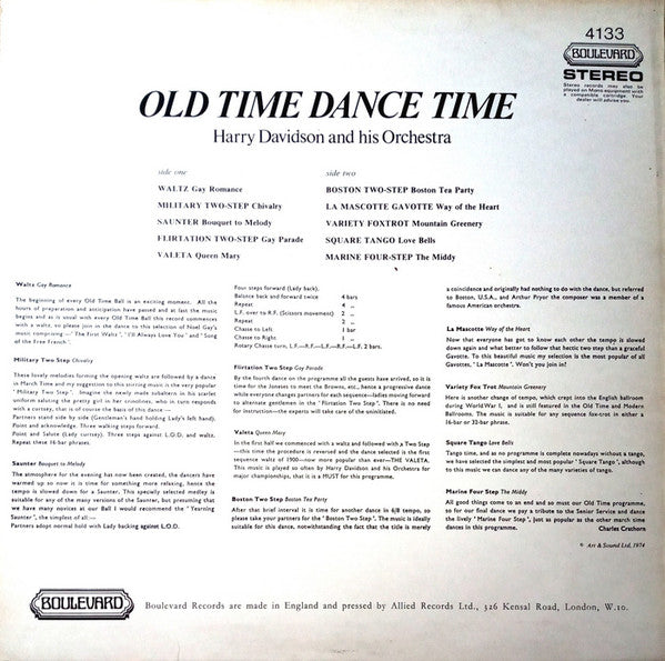 Harry Davidson And His Orchestra : Old Time Dance Time (LP)