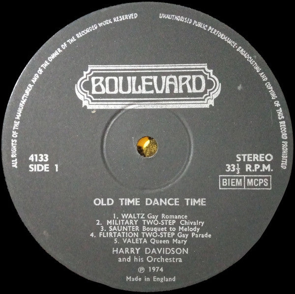 Harry Davidson And His Orchestra : Old Time Dance Time (LP)