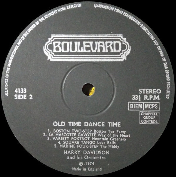 Harry Davidson And His Orchestra : Old Time Dance Time (LP)