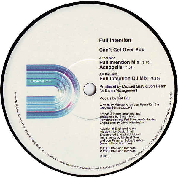 Full Intention : Can't Get Over You (12")
