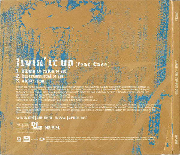 Ja Rule Feat Case : Livin' It Up (CD, Single, Enh, Promo)