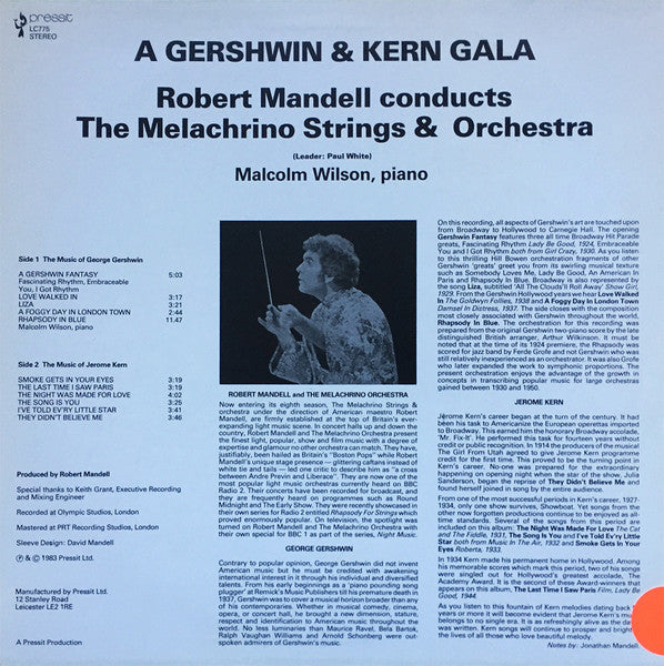 Robert Mandell Conducts The Melachrino Strings And Orchestra : A Gershwin & Kern Gala (LP)