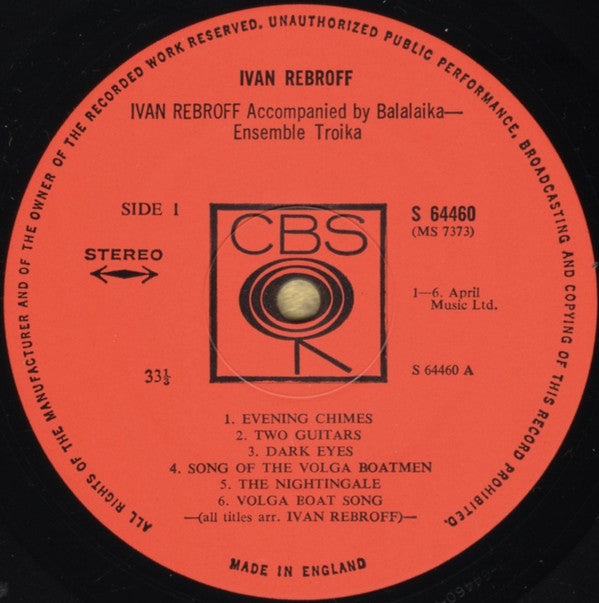 Ivan Rebroff, Balalaika Ensemble Troika : Ivan Rebroff  Accompanied By Balalaika Ensemble Troika (LP, Album)