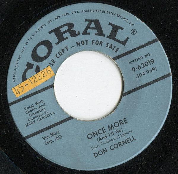 Don Cornell : But Not Your Heart  (7", Single, Promo)