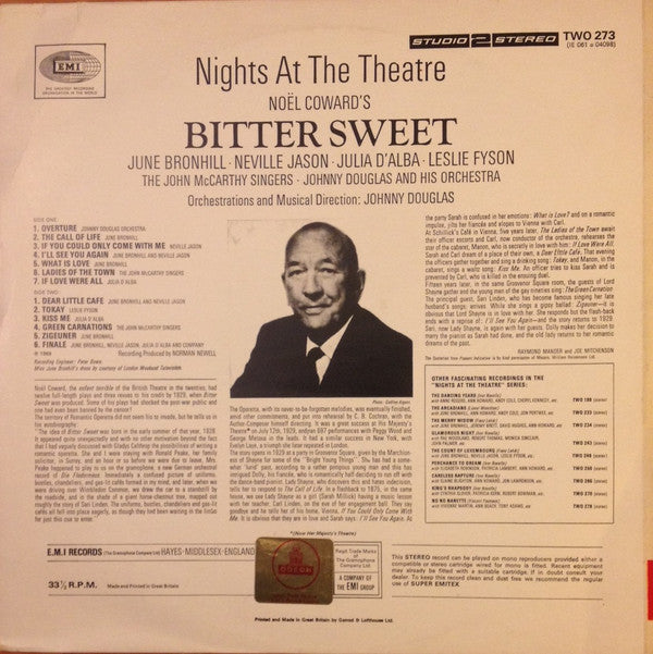 Noël Coward, June Bronhill, Neville Jason (4), Julia D'Alba : Bitter Sweet (LP, Album)
