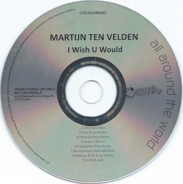 Martijn Ten Velden : I Wish U Would (CD, Promo, Car)