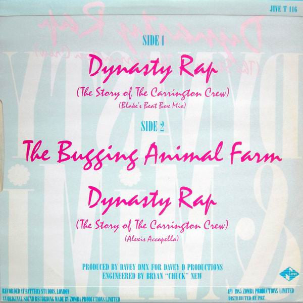 Dynasty & Mimi : Dynasty Rap (The Story Of The Carrington Crew) (12")