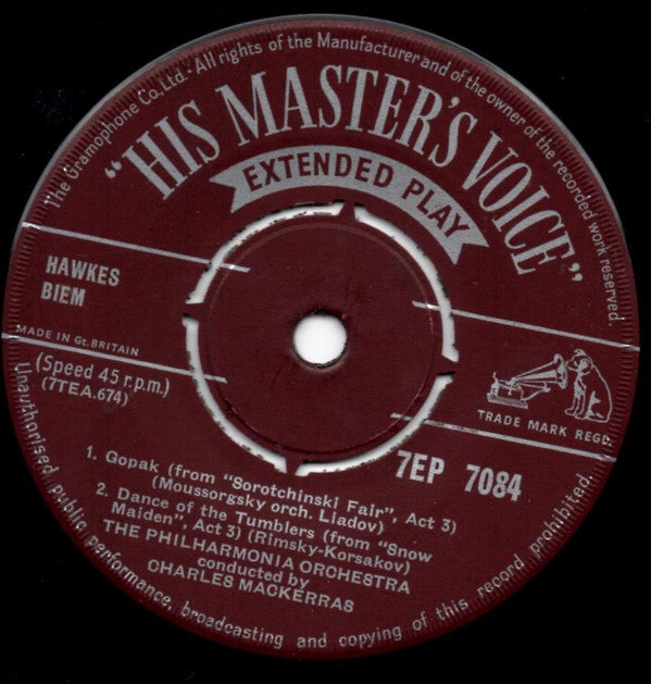 Philharmonia Orchestra Conducted By Sir Charles MacKerras : Russian Music (7", EP, Mono)