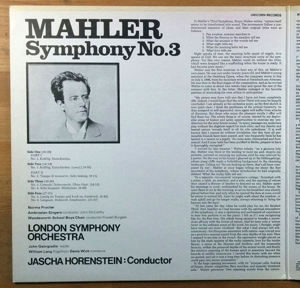 Gustav Mahler : Symphony N°3 (2xLP, RE, Gat)