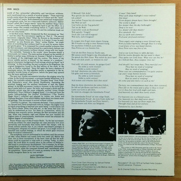 Gustav Mahler : Symphony N°3 (2xLP, RE, Gat)