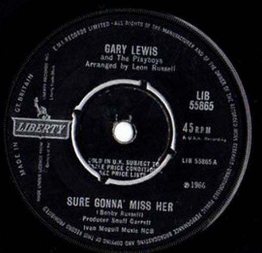 Gary Lewis & The Playboys : Sure Gonna' Miss Her (7", Single)