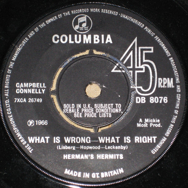 Herman's Hermits : East West (7", 4 P)