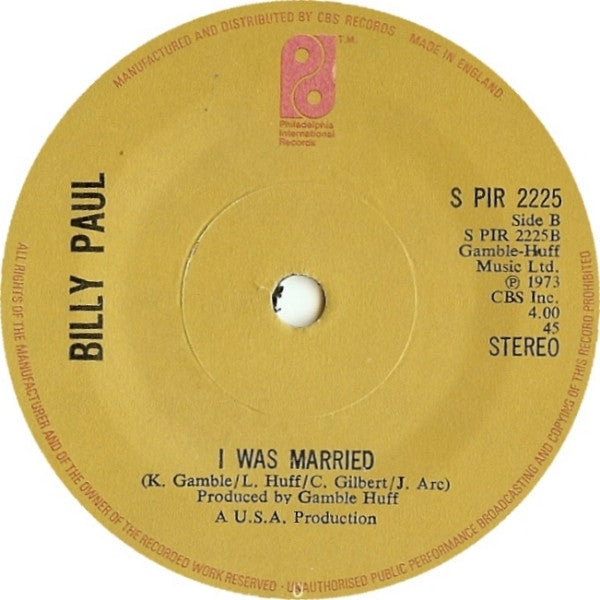 Billy Paul : The Whole Town's Talking (7", Single, Sol)