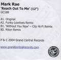 Mark Rae : Reach Out To Me (CDr, Promo)