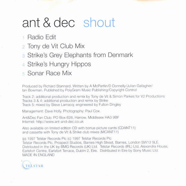 Ant & Dec : Shout (CD, Single)