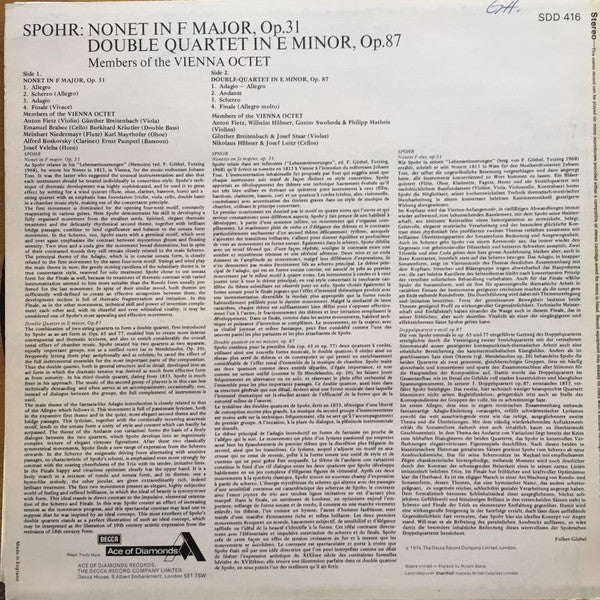 Louis Spohr With Mitglieder Des Wiener Oktetts : Nonet, Op. 31 ∙ Double-Quartet, Op. 87 (LP, RE)