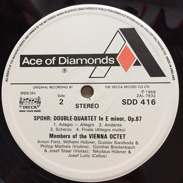 Louis Spohr With Mitglieder Des Wiener Oktetts : Nonet, Op. 31 ∙ Double-Quartet, Op. 87 (LP, RE)