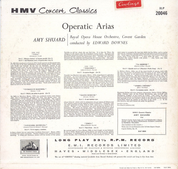 Amy Shuard : Operatic Arias (LP, Album, Mono, Club)