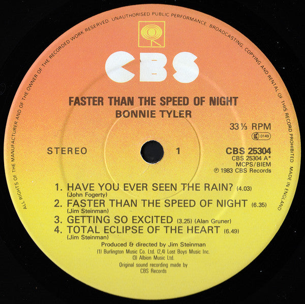 Bonnie Tyler : Faster Than The Speed Of Night (LP, Album)